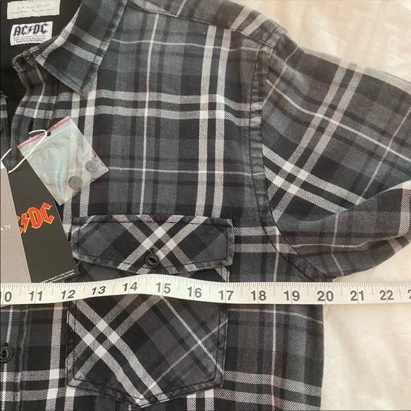 NWT ZARA MAN Plaid Shirt w/AC/DC Graphic on Back - Picture 11 of 12
